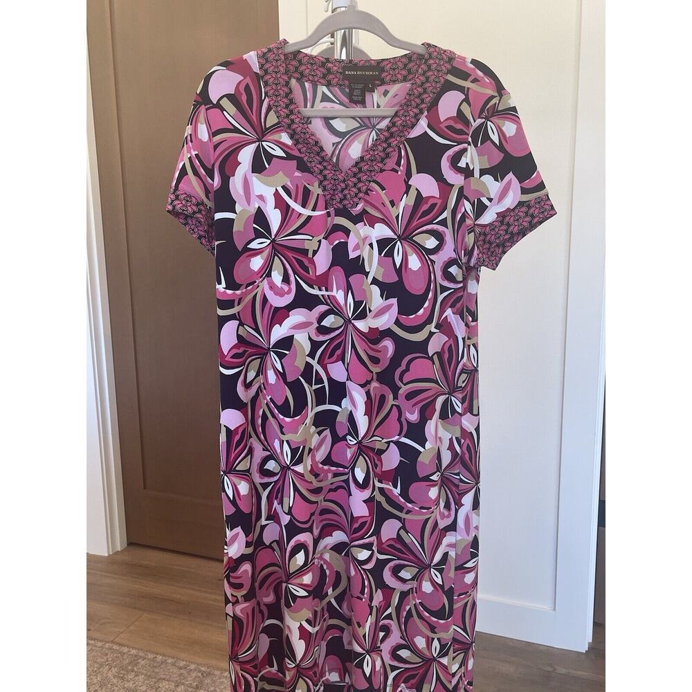 Dana Buchman Black Pink White‎ Sheath Dress Size Large